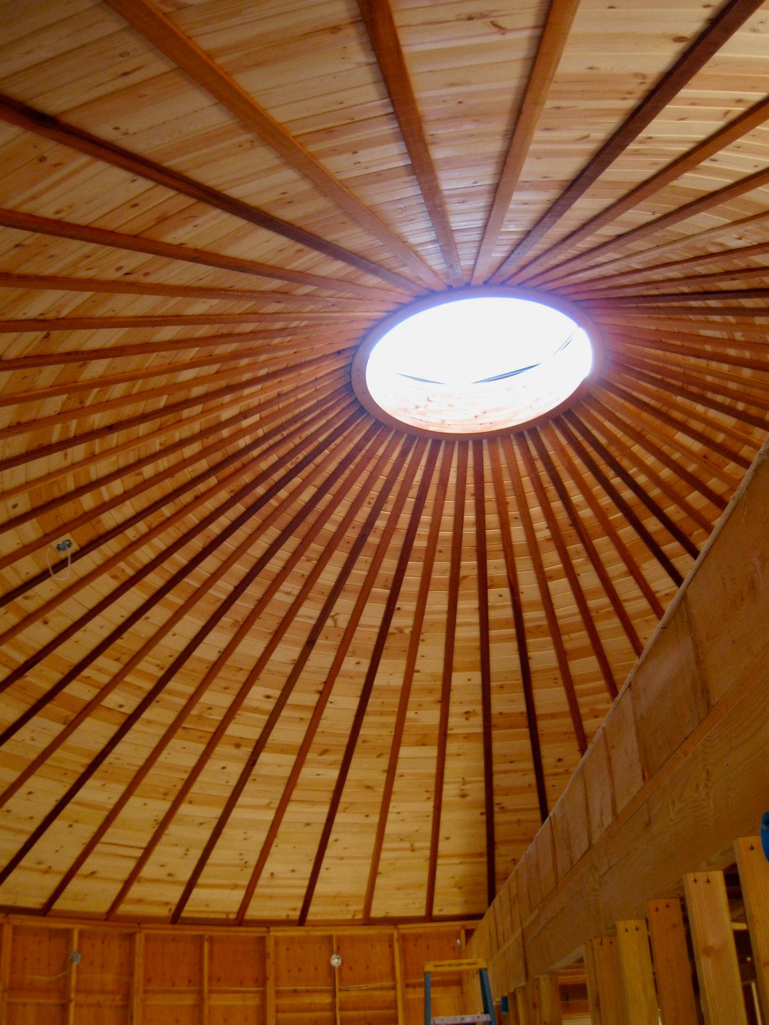 Ceiling of a Smiling Woods Wooden yurt