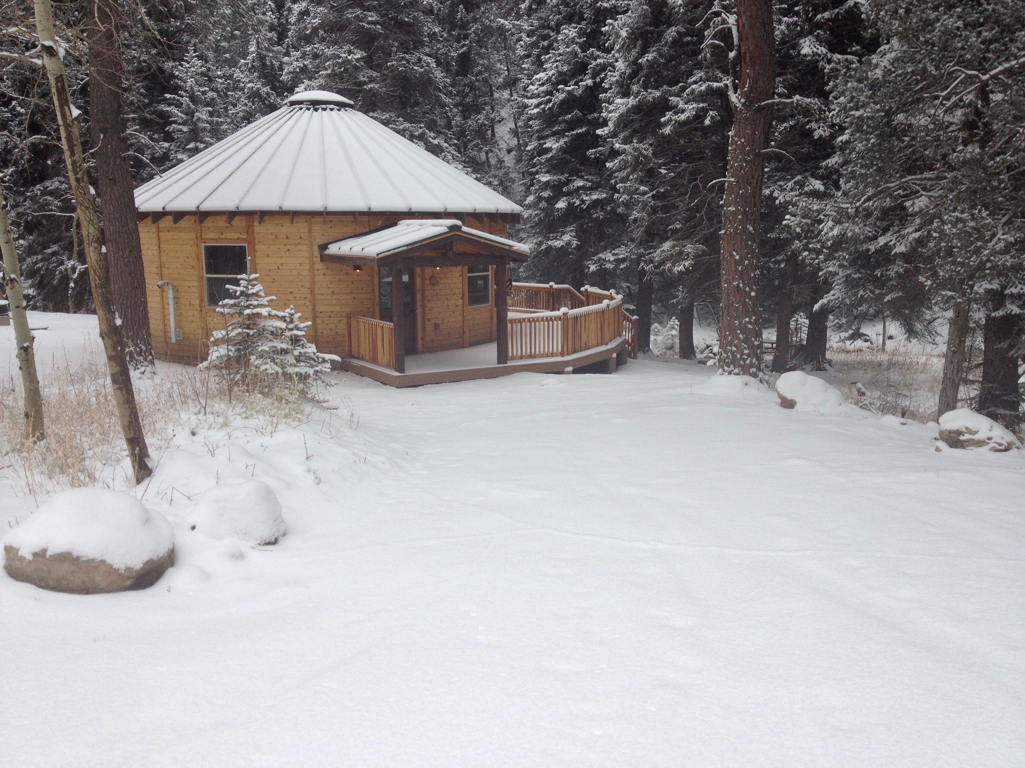 Yurt in fresh snow